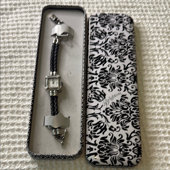 Brighton Chelsea Silver and Black Braided Watch - Picture 1 of 3